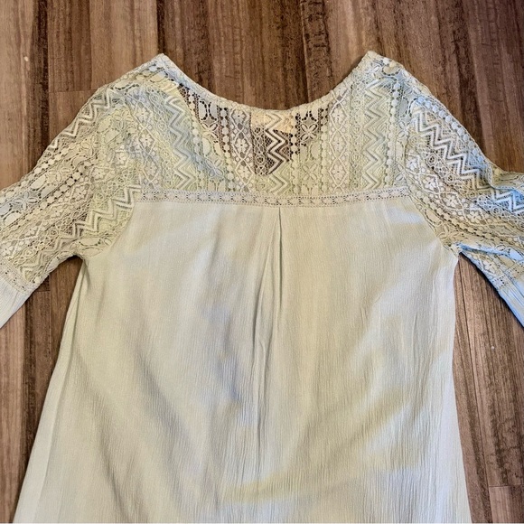 light/sage green boho dress - medium, mini, bell sleeve, boho, sundress - Picture 10 of 10